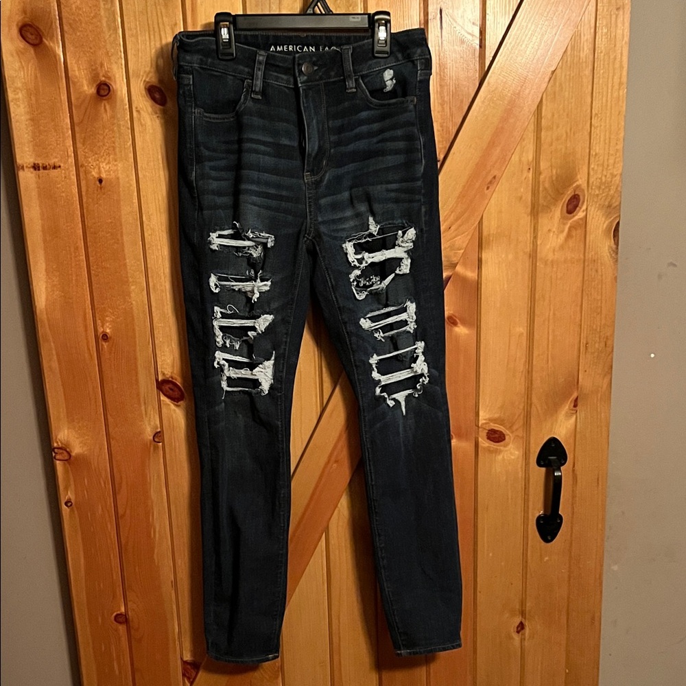 American Eagle Outfitters Ripped Dark Blue Skinny Jeans